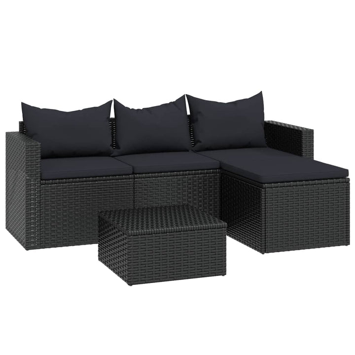 loungesæt til haven polyrattan sort