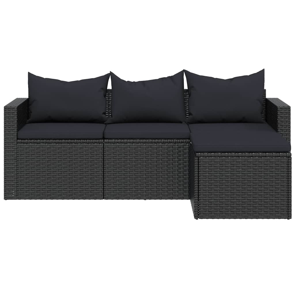 loungesæt til haven polyrattan sort