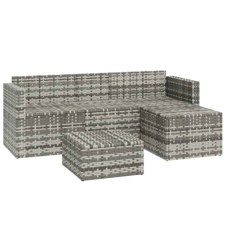 loungesæt til haven 3 dele med hynder polyrattan grå