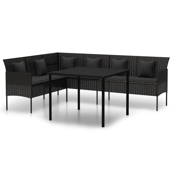 spisebordssæt til haven 2 dele med hynder polyrattan sort
