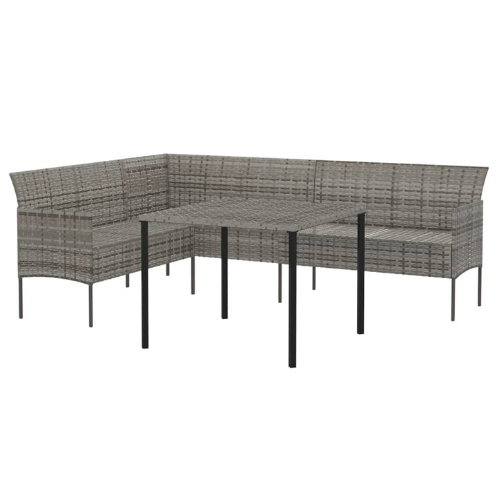 spisebordssæt til haven 2 dele med hynder polyrattan grå
