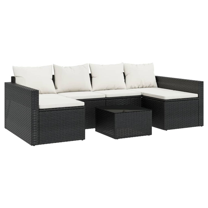 loungesæt til haven 2 dele med hynder polyrattan sort