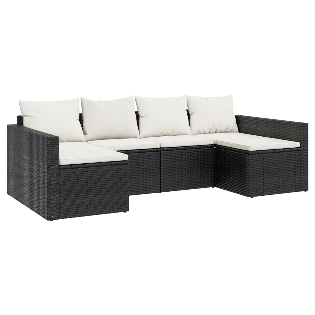 loungesæt til haven 2 dele med hynder polyrattan sort