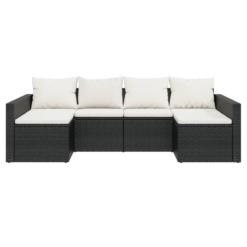 loungesæt til haven 2 dele med hynder polyrattan sort