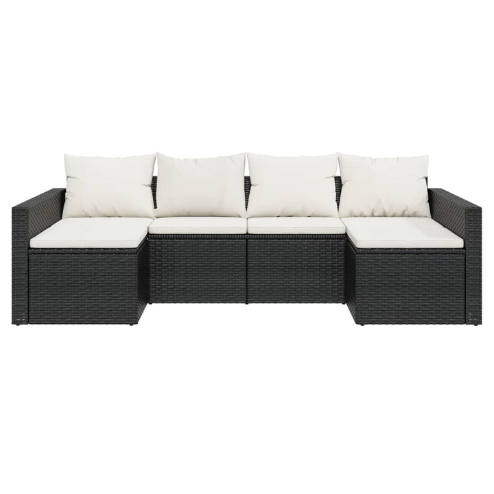 loungesæt til haven 2 dele med hynder polyrattan sort