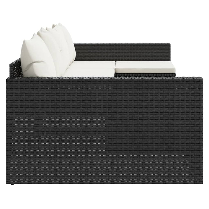 loungesæt til haven 2 dele med hynder polyrattan sort