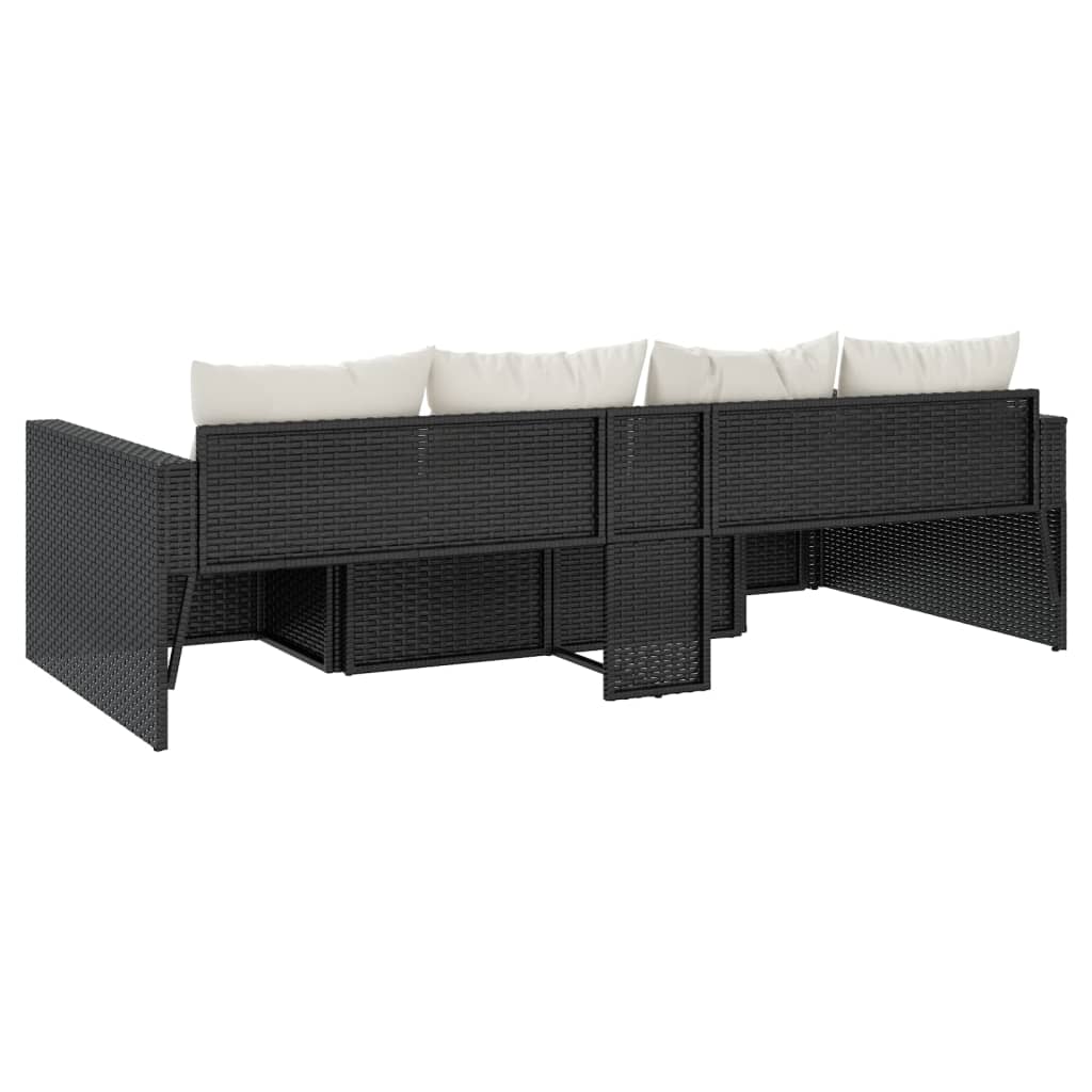 loungesæt til haven 2 dele med hynder polyrattan sort