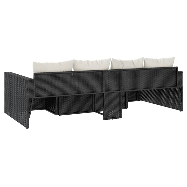 loungesæt til haven 2 dele med hynder polyrattan sort