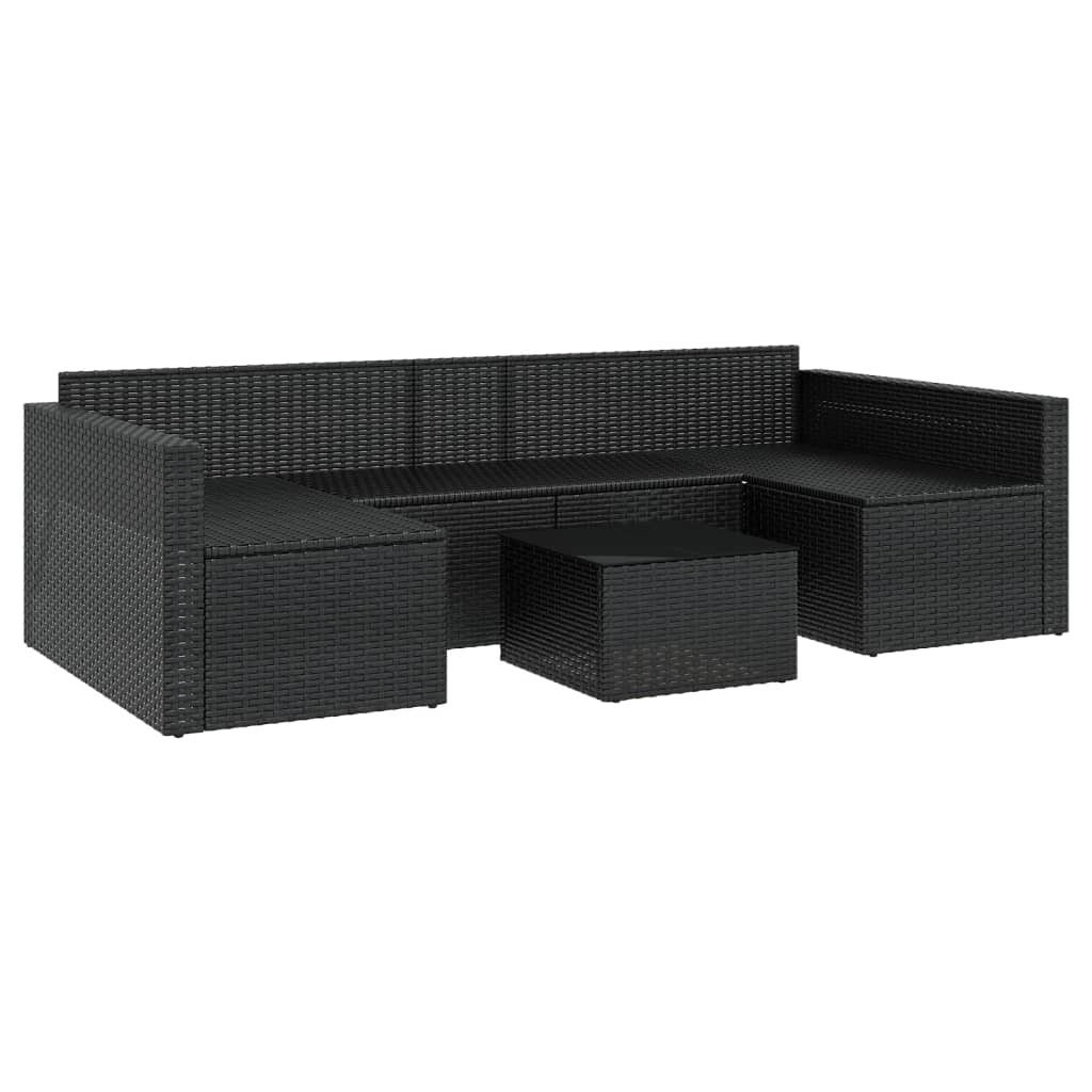 loungesæt til haven 2 dele med hynder polyrattan sort