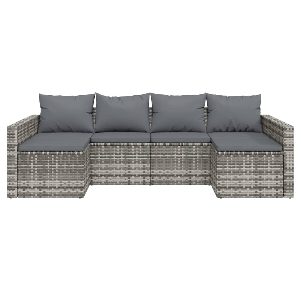 loungesæt til haven 2 dele med hynder polyrattan grå