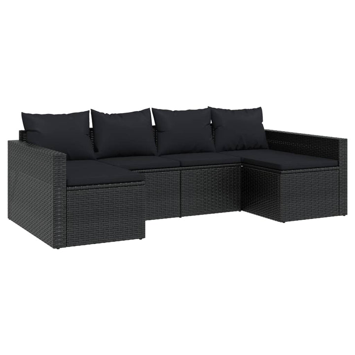 loungesæt til haven 2 dele med hynder polyrattan sort