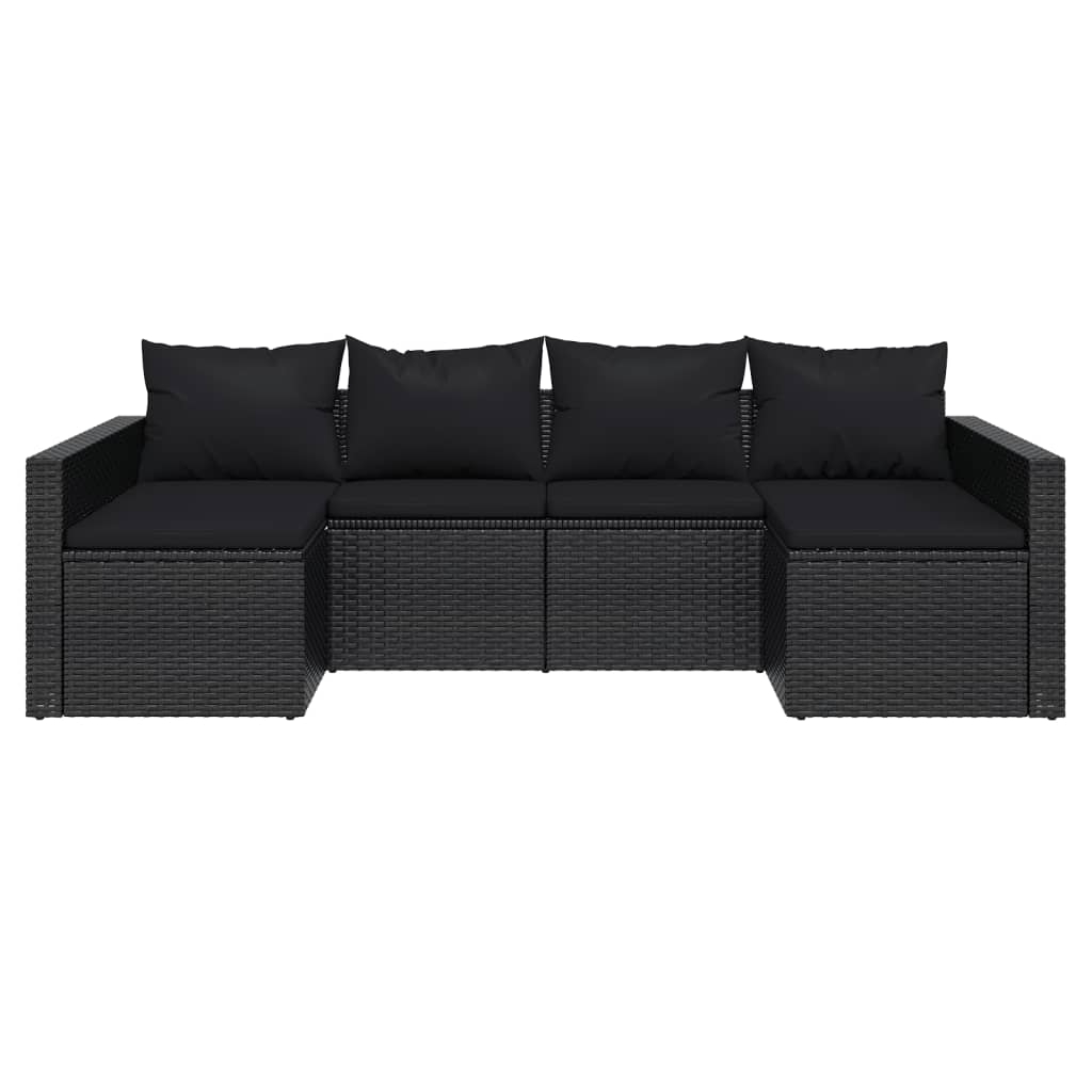 loungesæt til haven 2 dele med hynder polyrattan sort