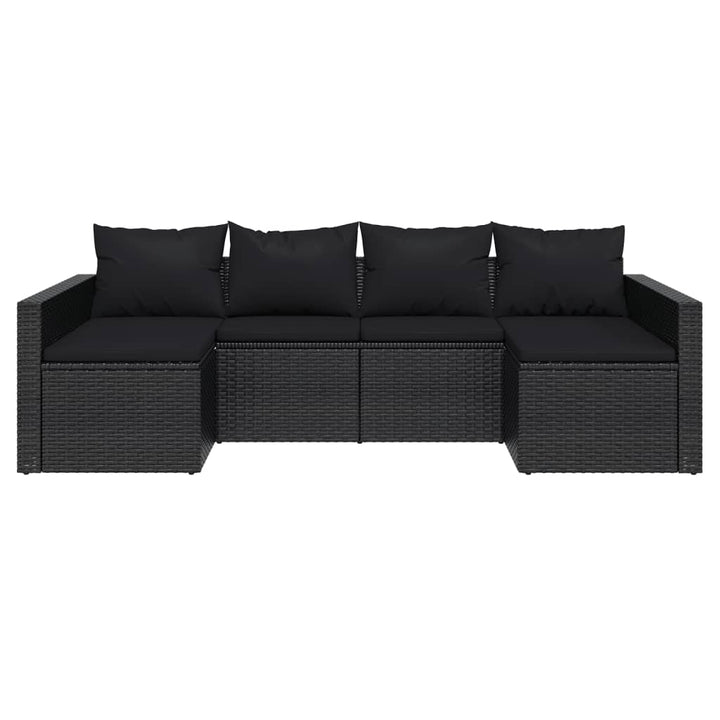 loungesæt til haven 2 dele med hynder polyrattan sort