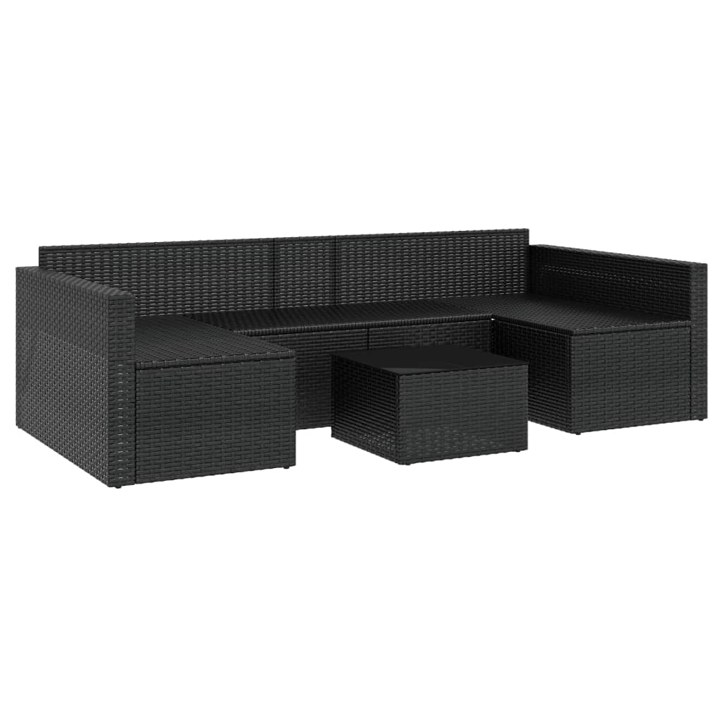 loungesæt til haven 2 dele med hynder polyrattan sort