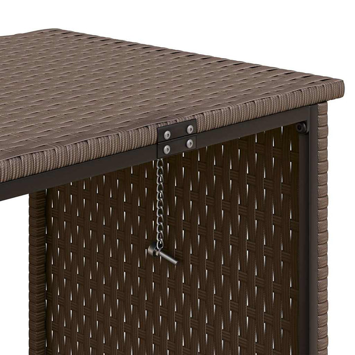 havesofa med bord og hynder L-formet polyrattan brun