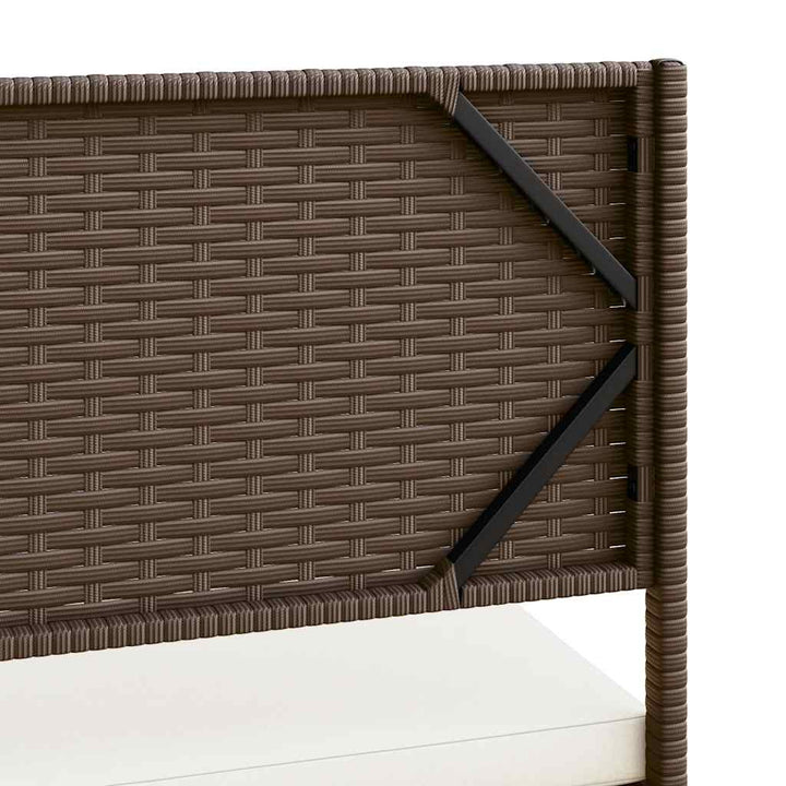 havesofa med bord og hynder L-formet polyrattan brun