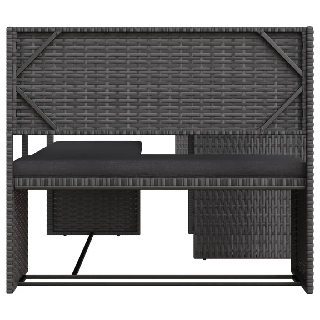 havesofa med bord og hynder L-formet polyrattan sort