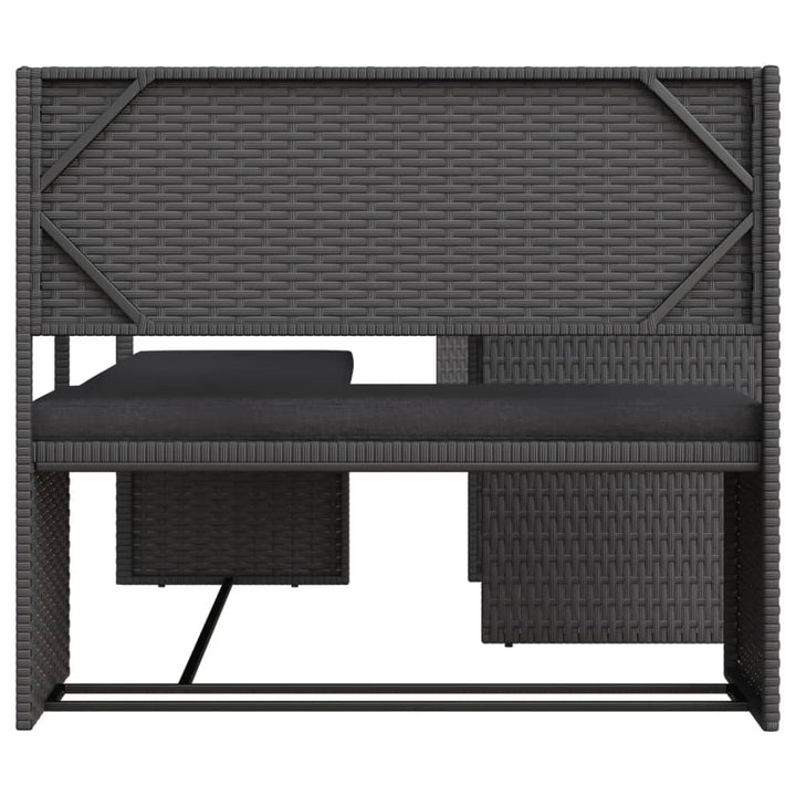havesofa med bord og hynder L-formet polyrattan sort