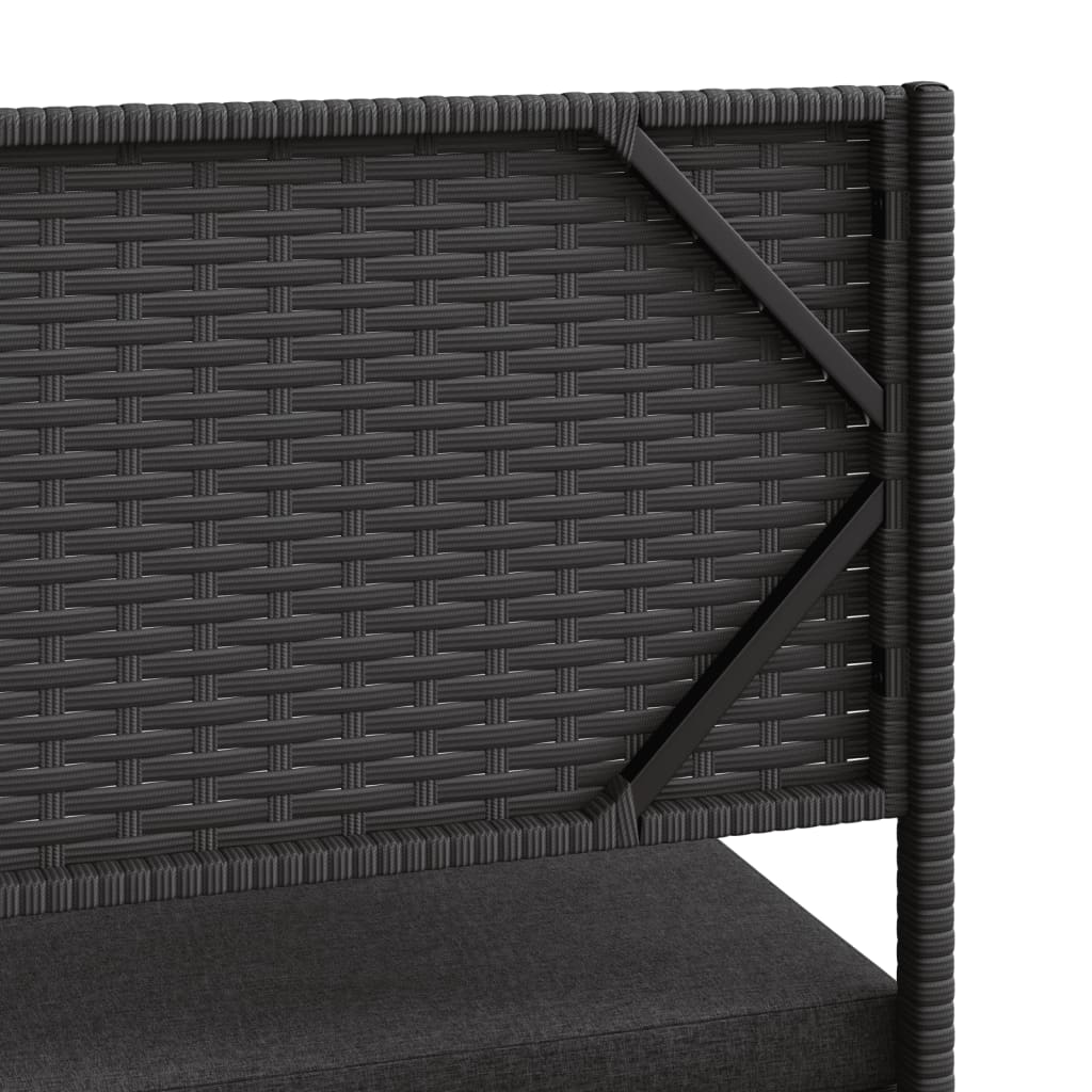 havesofa med bord og hynder L-formet polyrattan sort