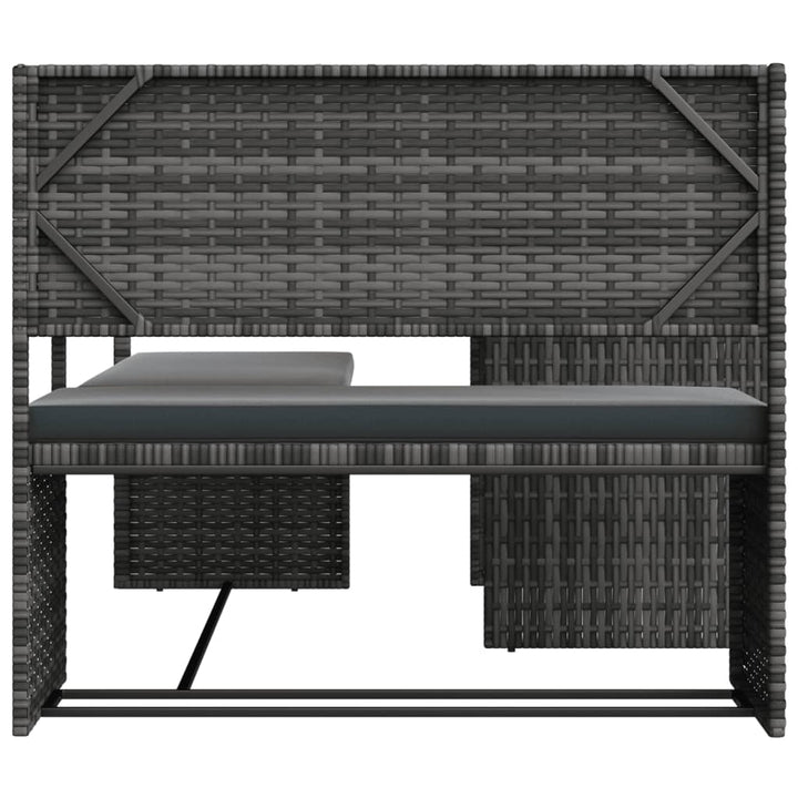 havesofa med bord og hynder L-formet polyrattan grå