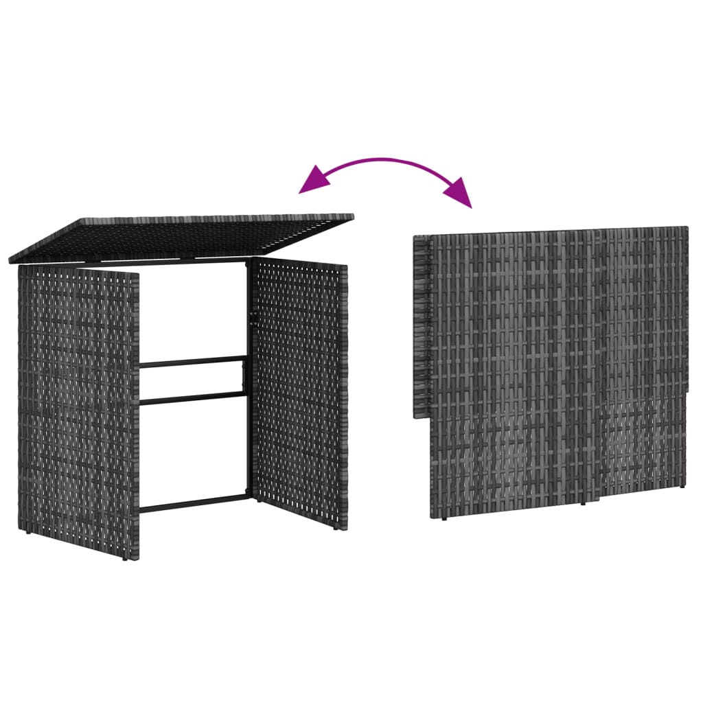 havesofa med bord og hynder L-formet polyrattan grå