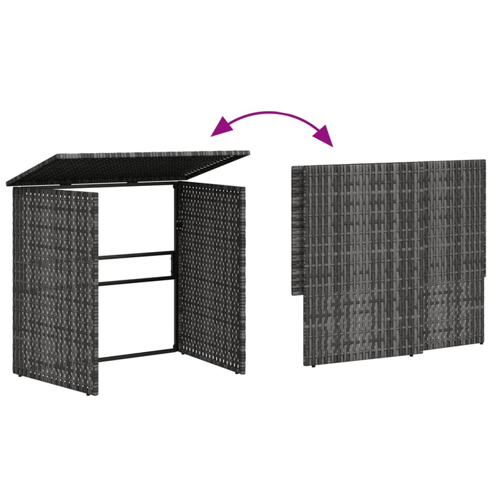 havesofa med bord og hynder L-formet polyrattan grå