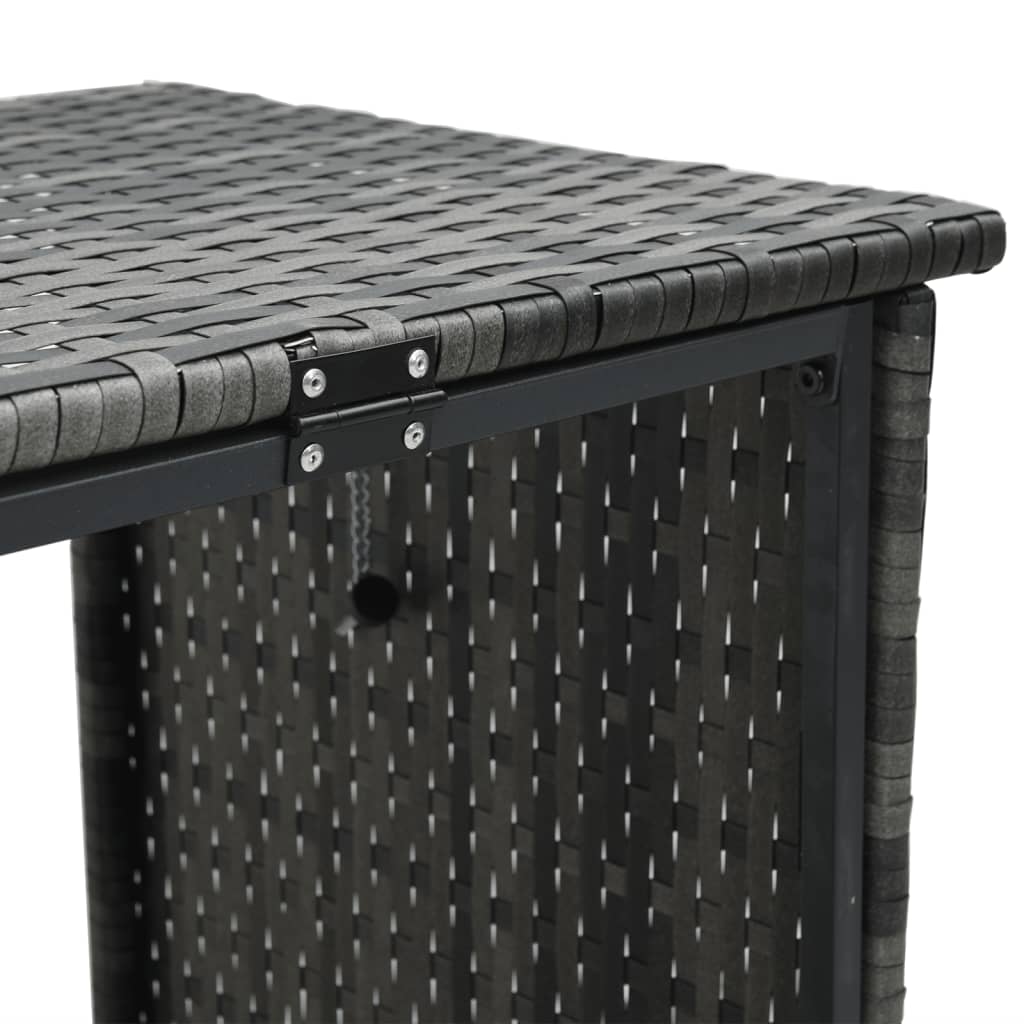 havesofa med bord og hynder L-formet polyrattan grå
