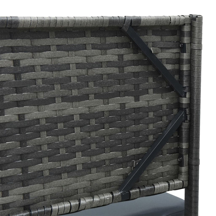 havesofa med bord og hynder L-formet polyrattan grå