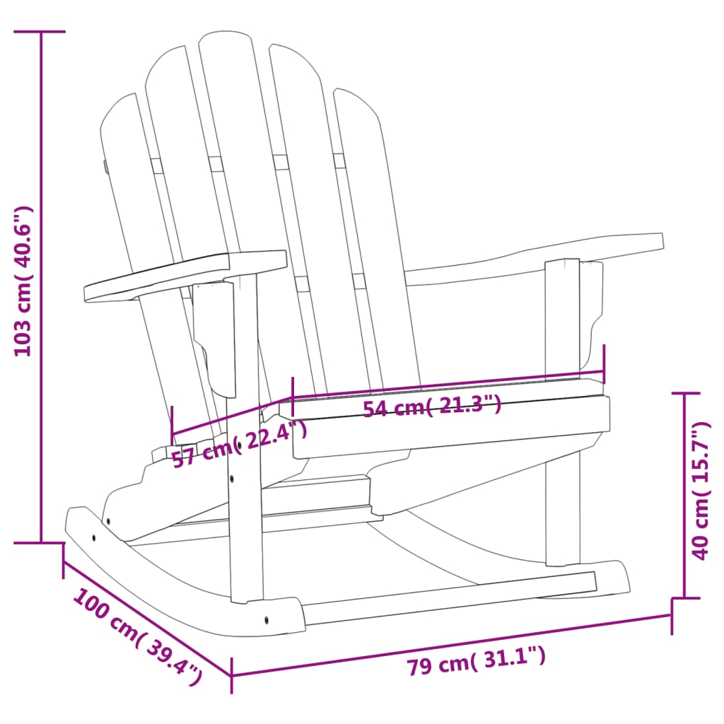 Adirondack-gyngestol 79x100x103 cm massivt teaktræ