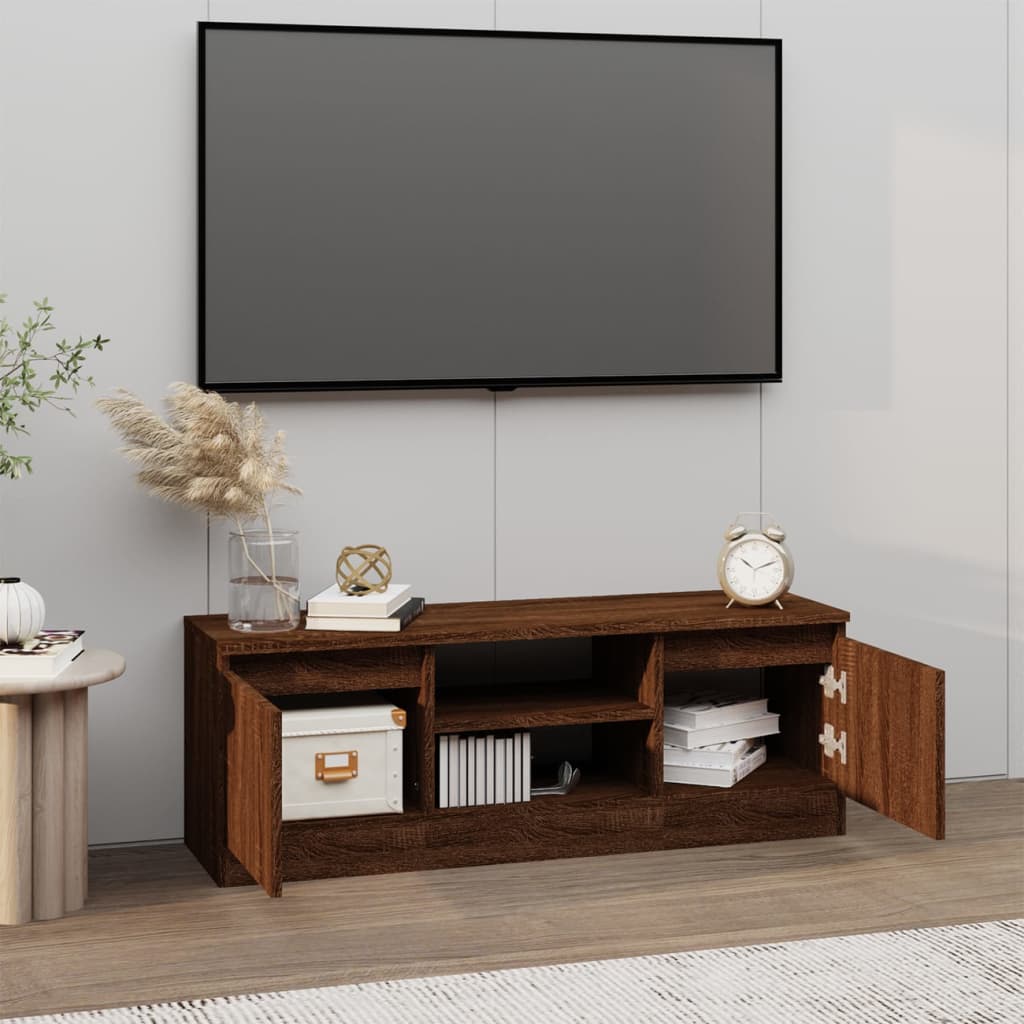 tv-bord med låge 102x30x36 cm brun egetræsfarve
