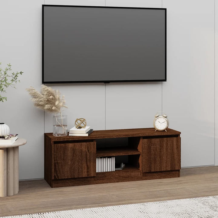 tv-bord med låge 102x30x36 cm brun egetræsfarve