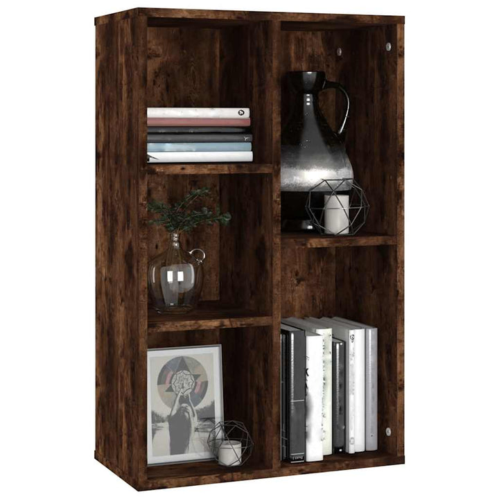 bogreol/skænk 50x25x80 cm konstrueret træ røget egetræ