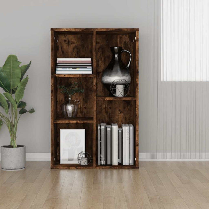 bogreol/skænk 50x25x80 cm konstrueret træ røget egetræ