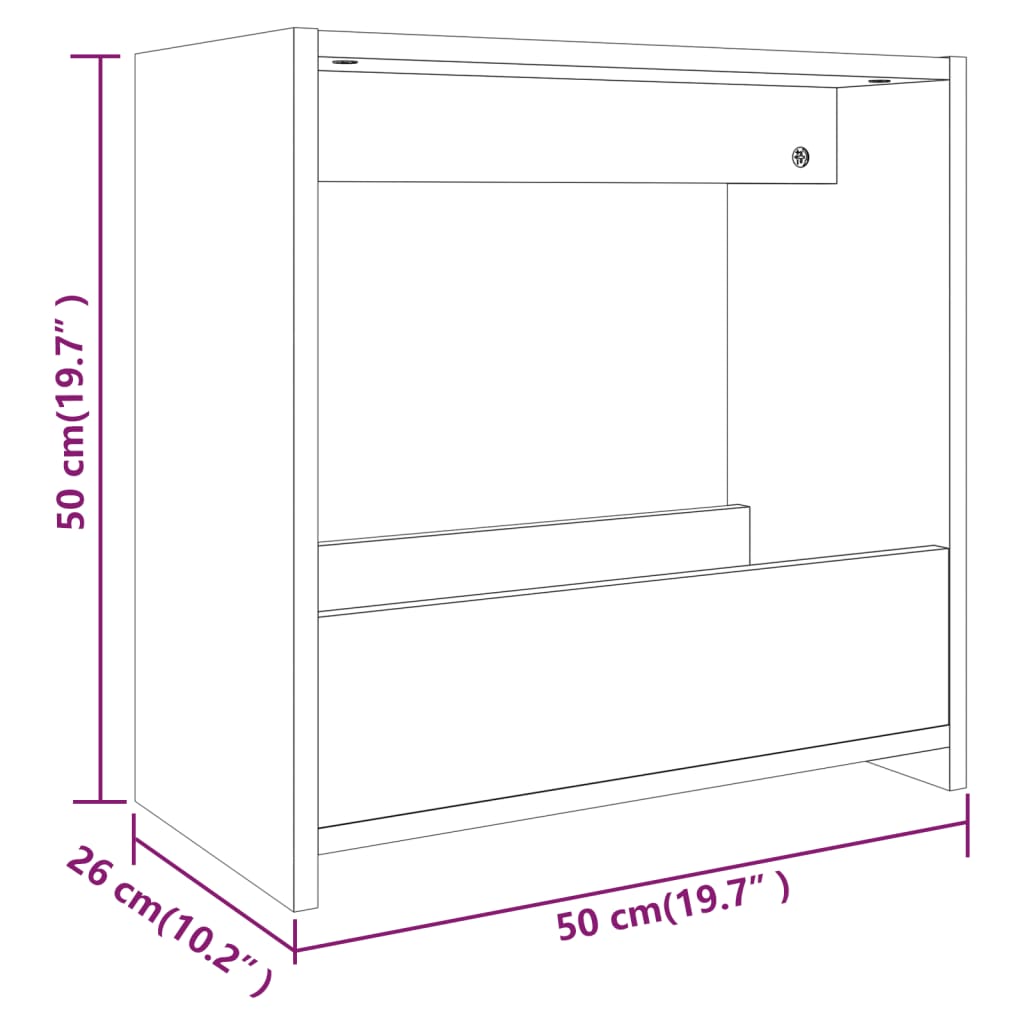 sidebord 50x26x50 cm konstrueret træ brun egetræsfarve