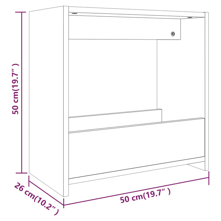 sidebord 50x26x50 cm konstrueret træ brun egetræsfarve