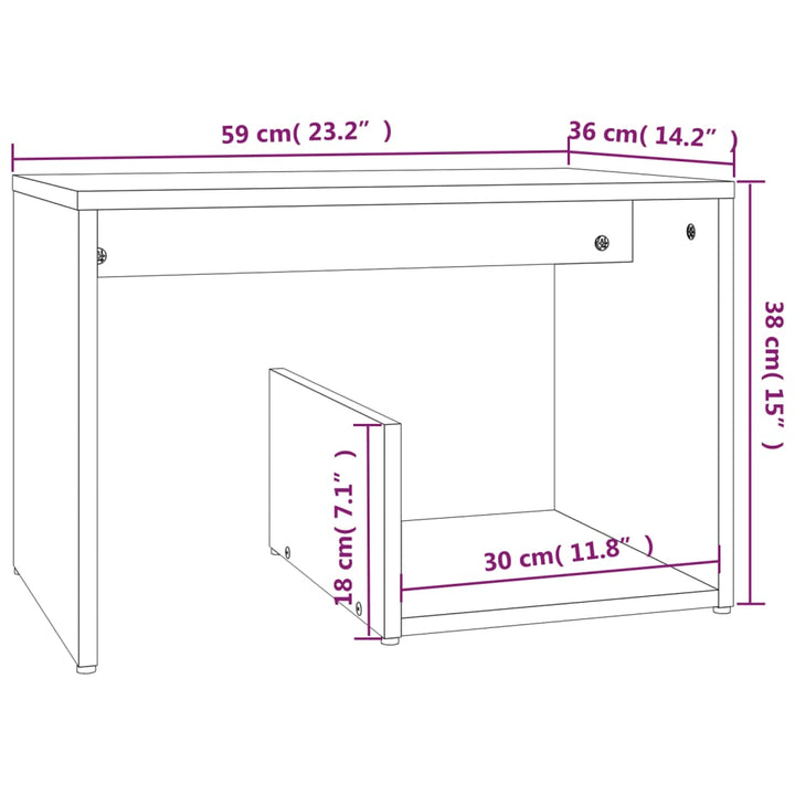 sidebord 59x36x38 cm konstrueret træ røget egetræsfarve