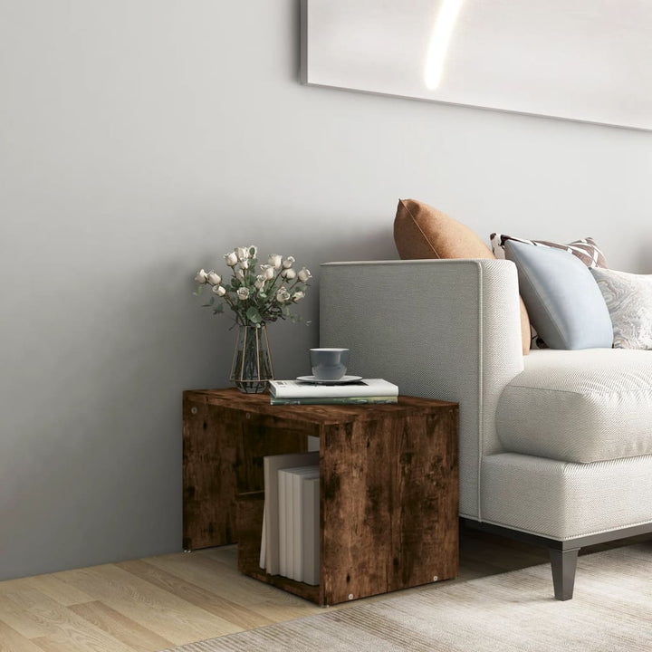 sidebord 59x36x38 cm konstrueret træ røget egetræsfarve