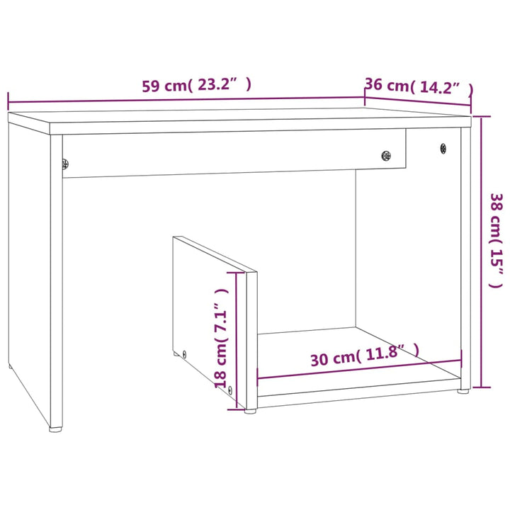 sidebord 59x36x38 cm konstrueret træ brun egetræsfarve