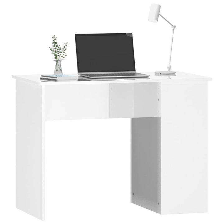 skrivebord 100x55x75 cm konstrueret træ hvid højglans