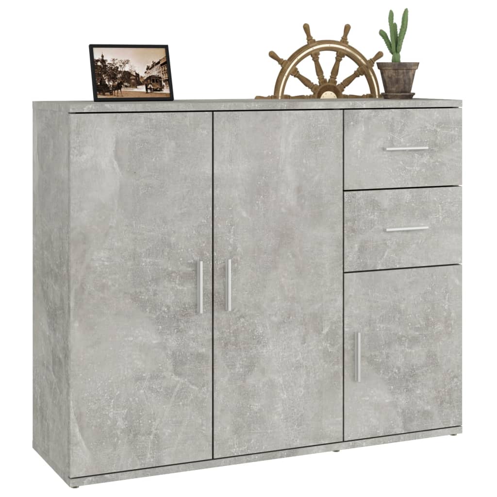 skænk 91x29,5x75 cm konstrueret træ betongrå