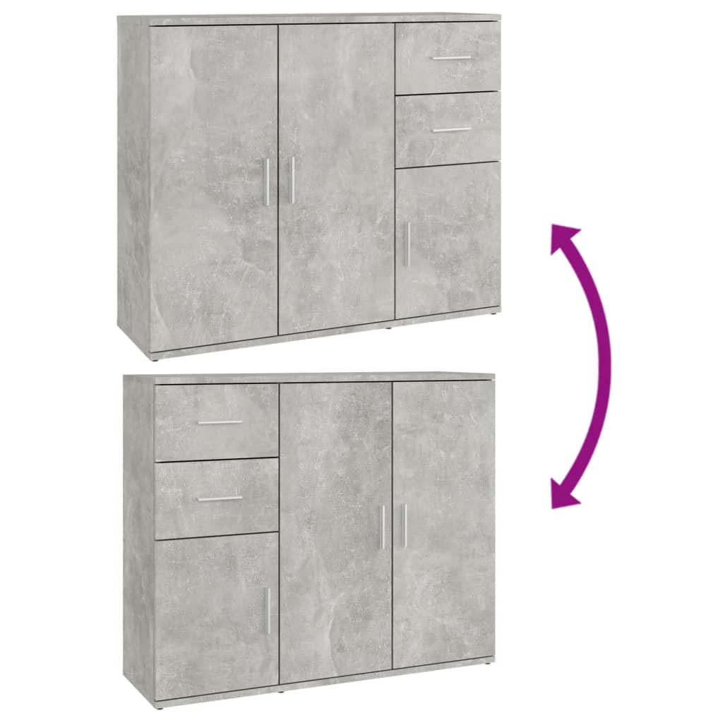 skænk 91x29,5x75 cm konstrueret træ betongrå