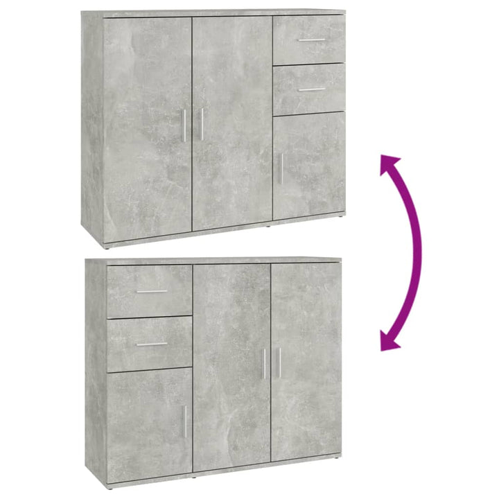 skænk 91x29,5x75 cm konstrueret træ betongrå