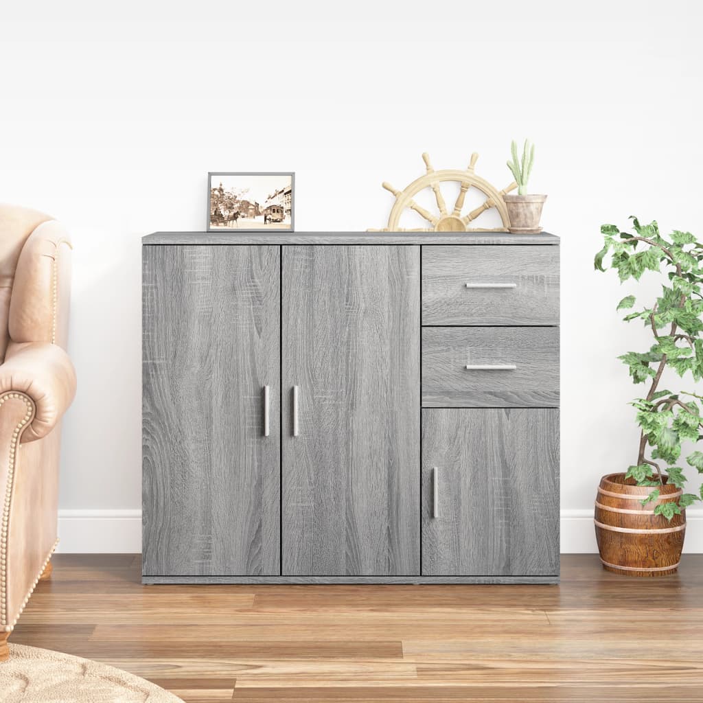 skænk 91x29,5x75 cm konstrueret træ grå sonoma-eg