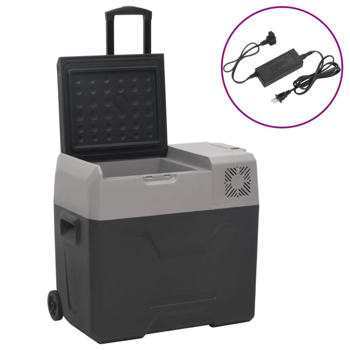 køleboks med hjul og adapter 30 l polypropylen sort og grå