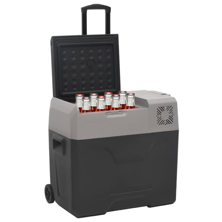 køleboks med hjul og adapter 40 l polypropylen sort og grå