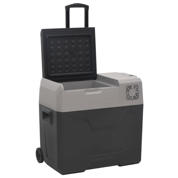 køleboks med hjul og adapter 50 l polypropylen sort og grå