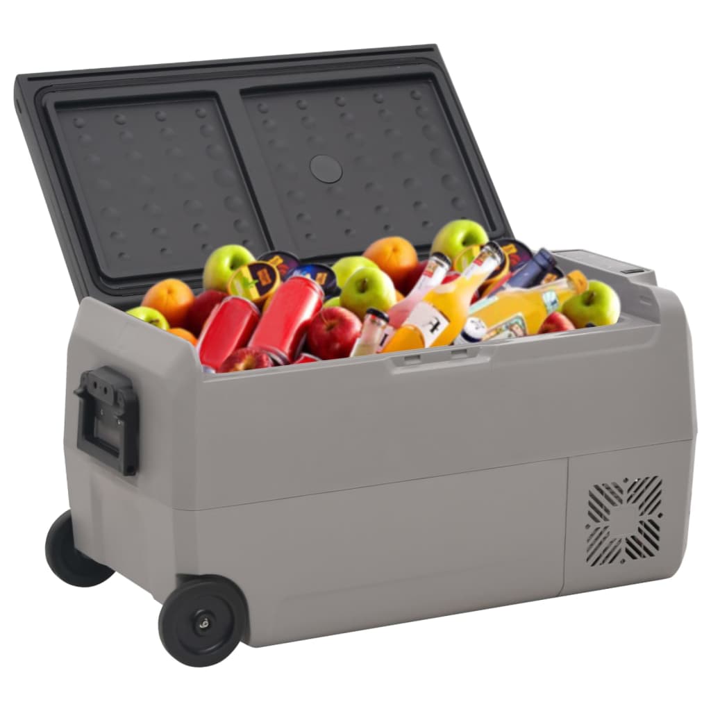 køleboks med hjul og adapter 36 l PP og PE sort og grå