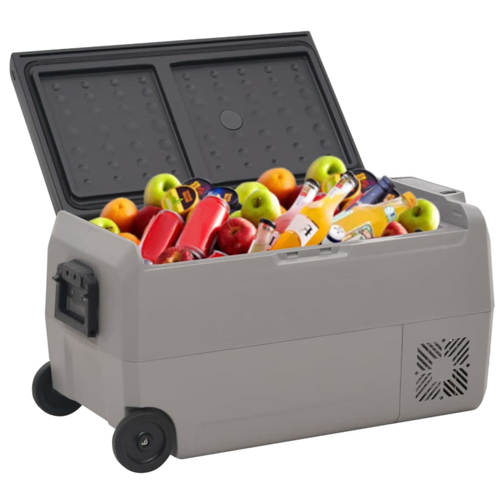 køleboks med hjul og adapter 36 l PP og PE sort og grå