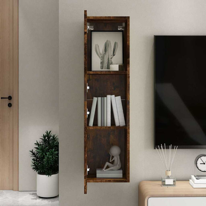 væghængt tv-skab 30,5x30x110 cm røget egetræsfarve