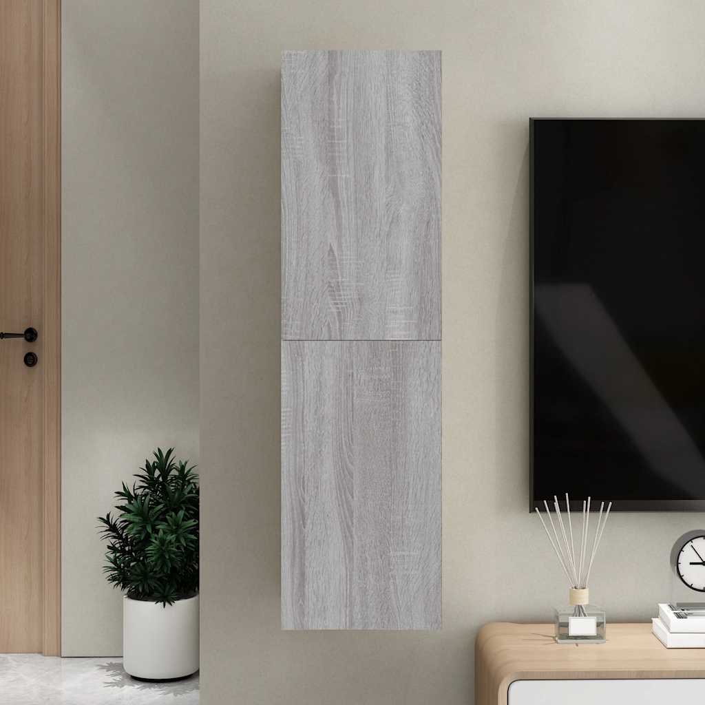 væghængt tv-skab 30,5x30x110 cm grå sonoma-eg